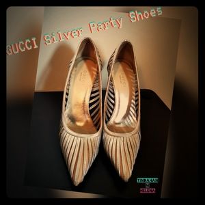Gucci Party Silver Heels 👠 Shoes